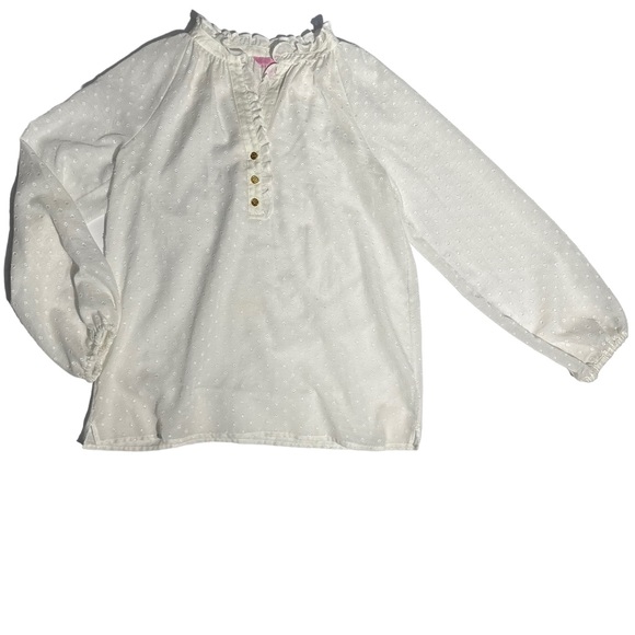 Lilly Pulitzer white top in size S. Beautiful detail throughout. Lilly buttons - Picture 11 of 12